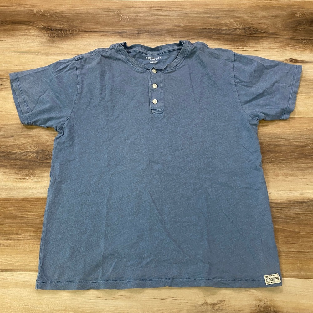Crewcuts Henley Shirt Size XL 12-14 Short Sleeve Slub Cotton Casual Blue
